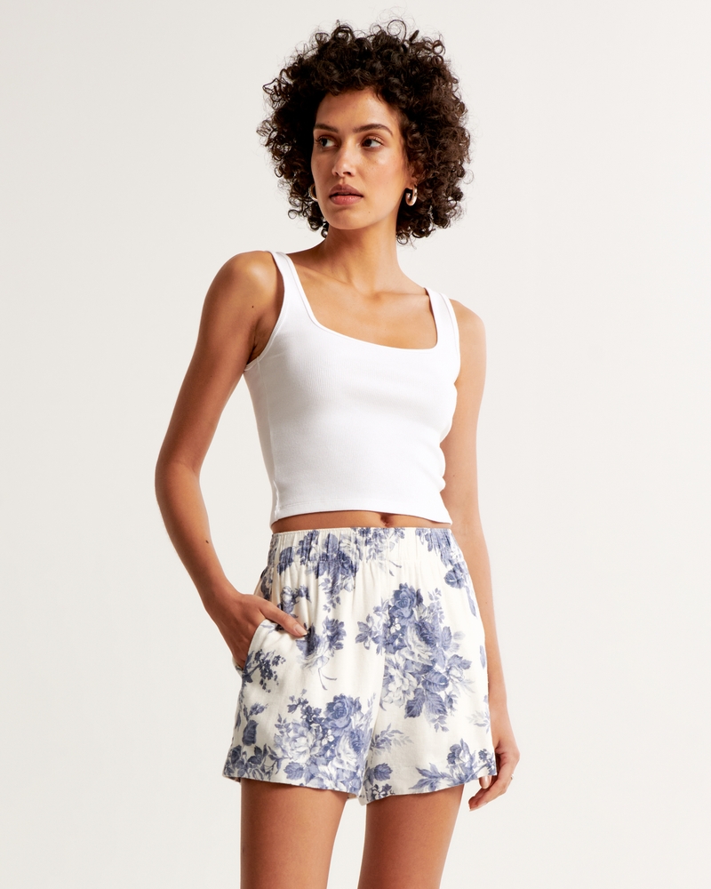 High-Waisted Linen-Blend Shorts -- 3.5-inch inseam