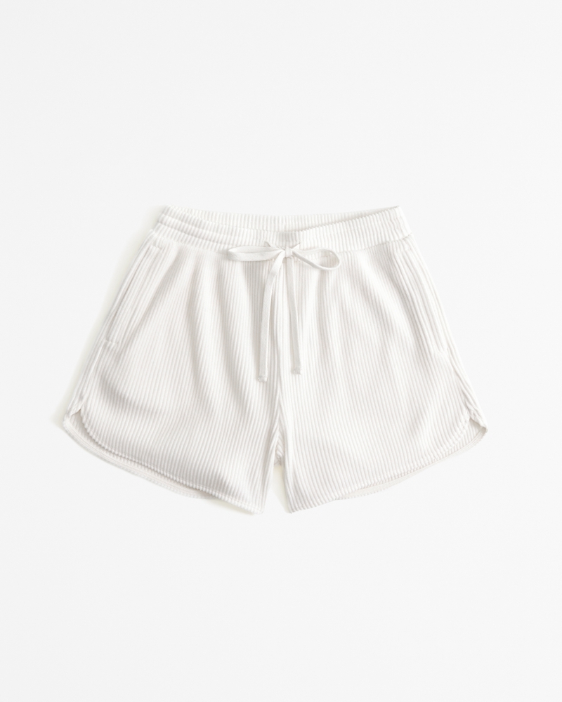 Restful Soft Rib High Waist Mini Shorts in White