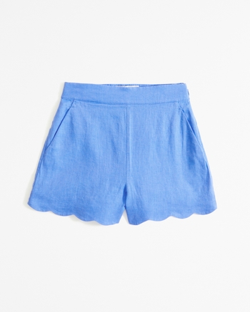 Women's Premium Linen Scallop-Hem Tailored Short | Women's Clearance | Abercrombie.com