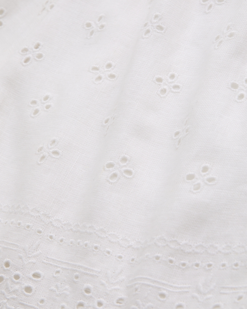 Linen-Blend Eyelet Pull-On Short