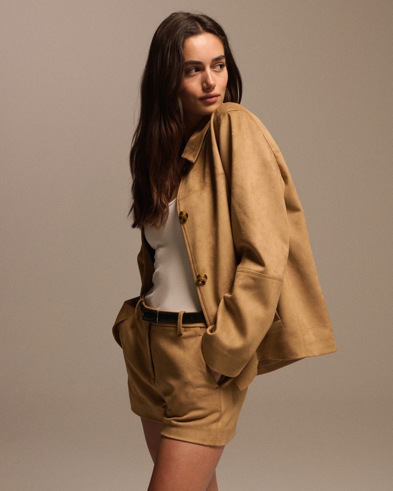 Mid Rise Vegan Suede Short