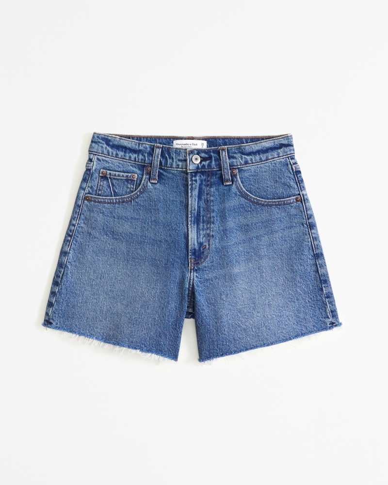 Abercrombie & Fitch High Rise Denim Jean Shorts 27 Blue 4 outlet Medium Wash Raw Cuffed