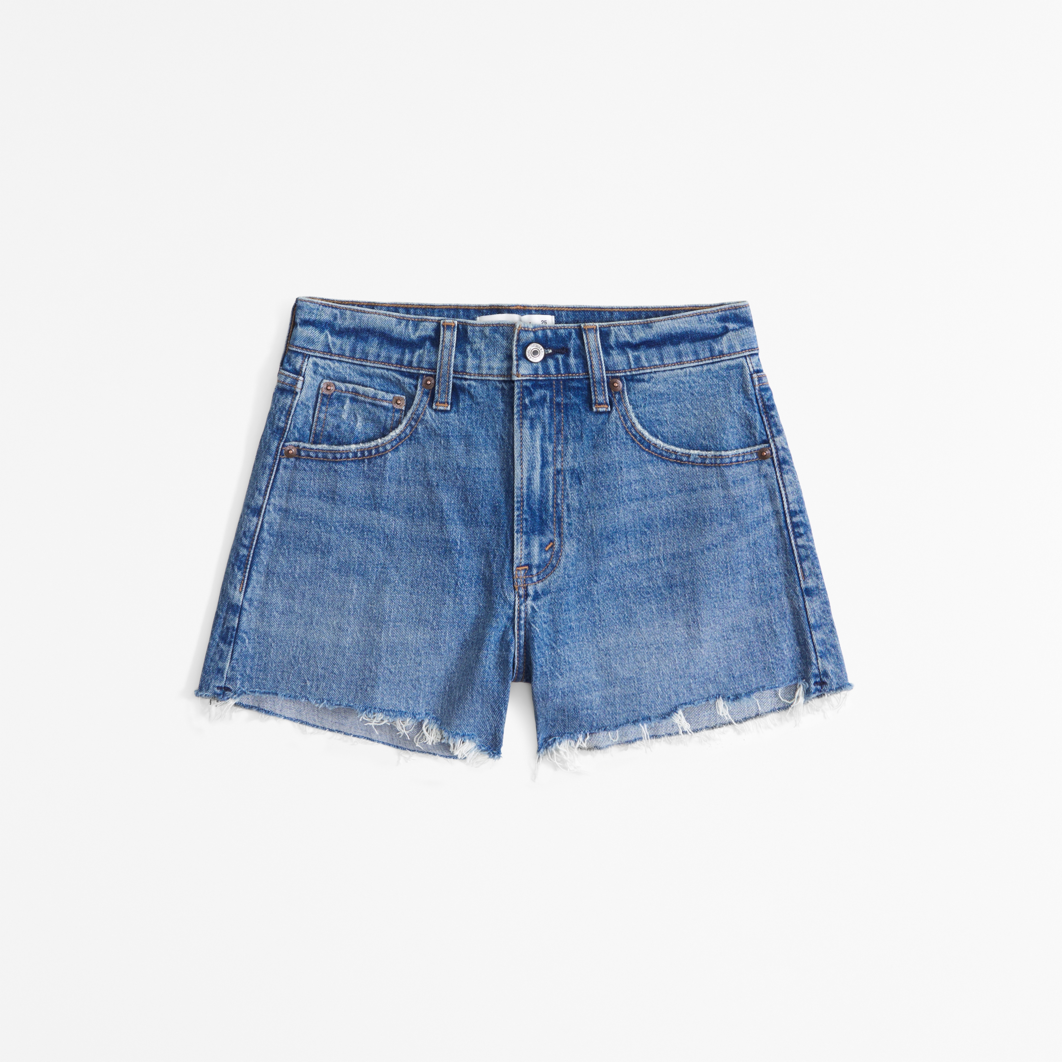 Short Vintage BHDC Taille Haute Femme - Denim Rayé - Années 90 - Taille 5 (27 Pouces)
