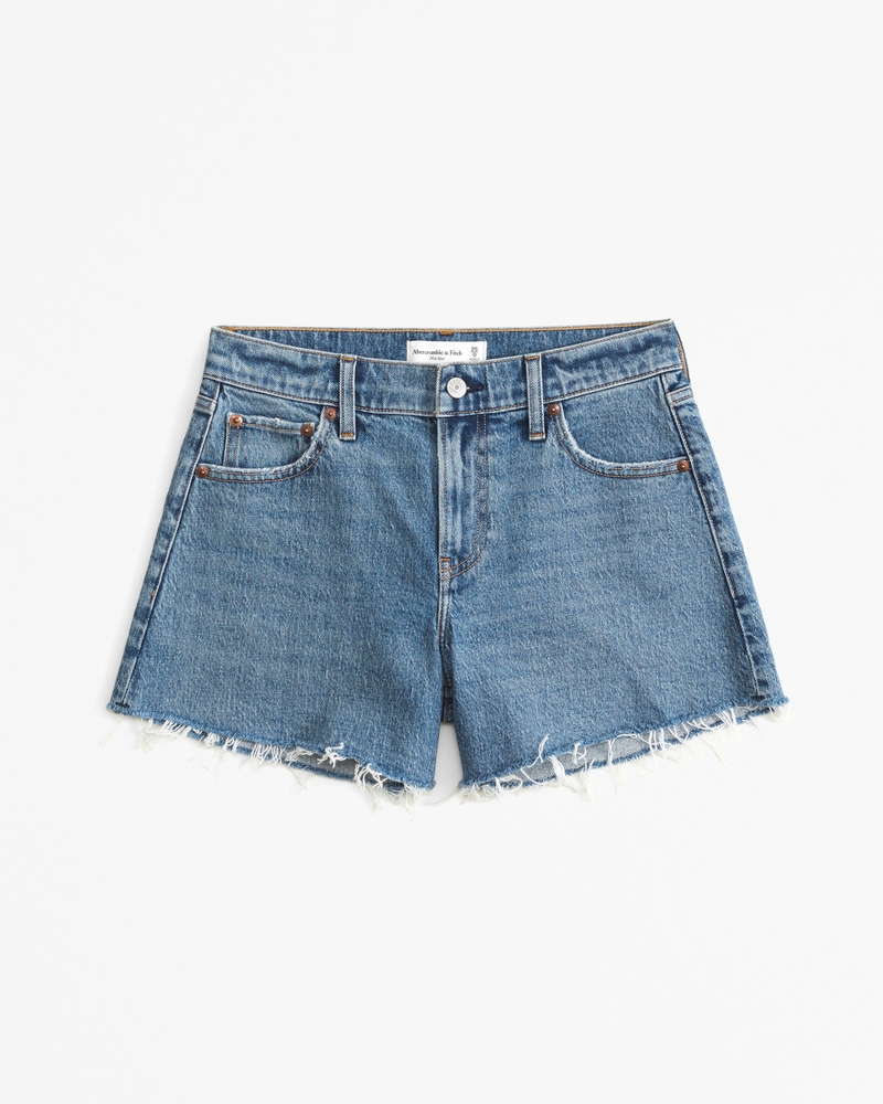 Mid rise denim shorts online