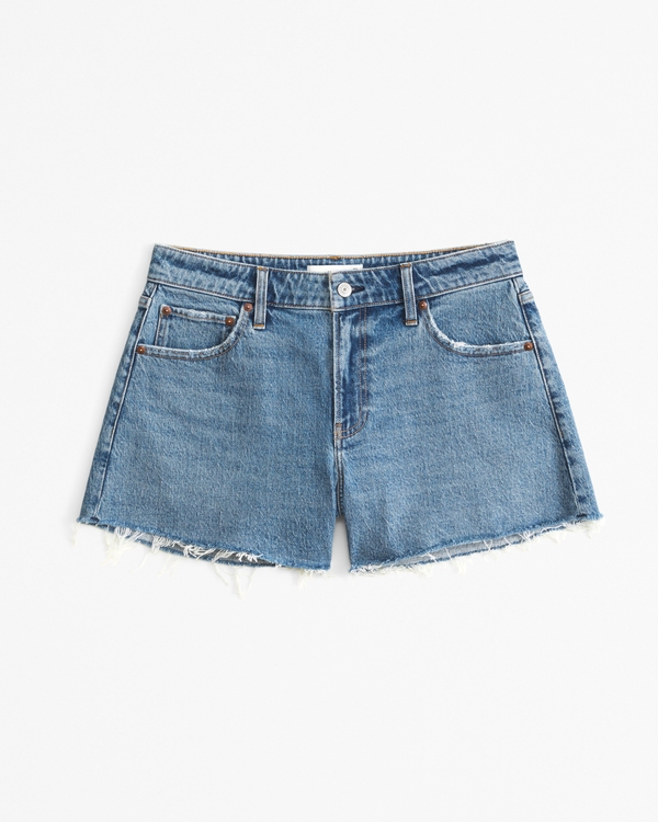 Curve Love Mid Rise A-Line Short, Medium Destroy