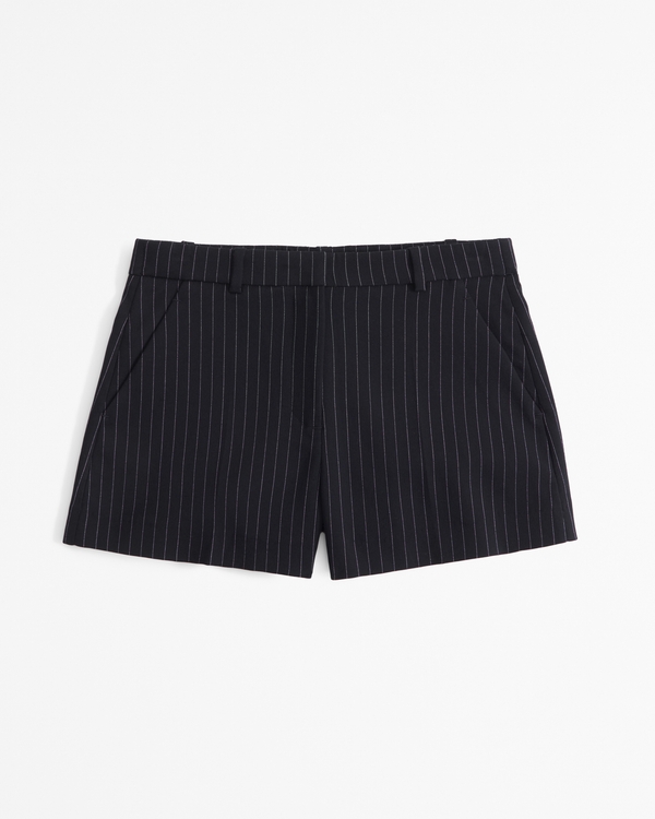 Mid Rise Tailored Short, Navy Stripe