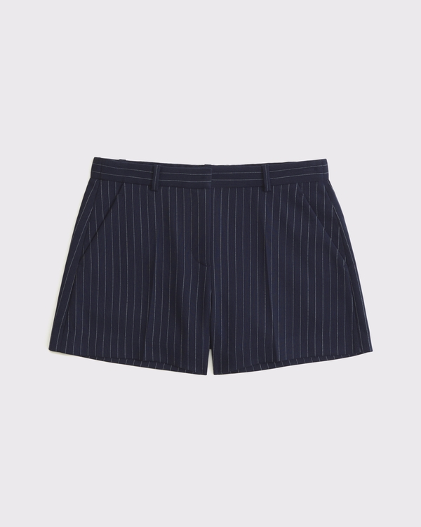 Mid Rise Tailored Short, Navy Stripe view 1