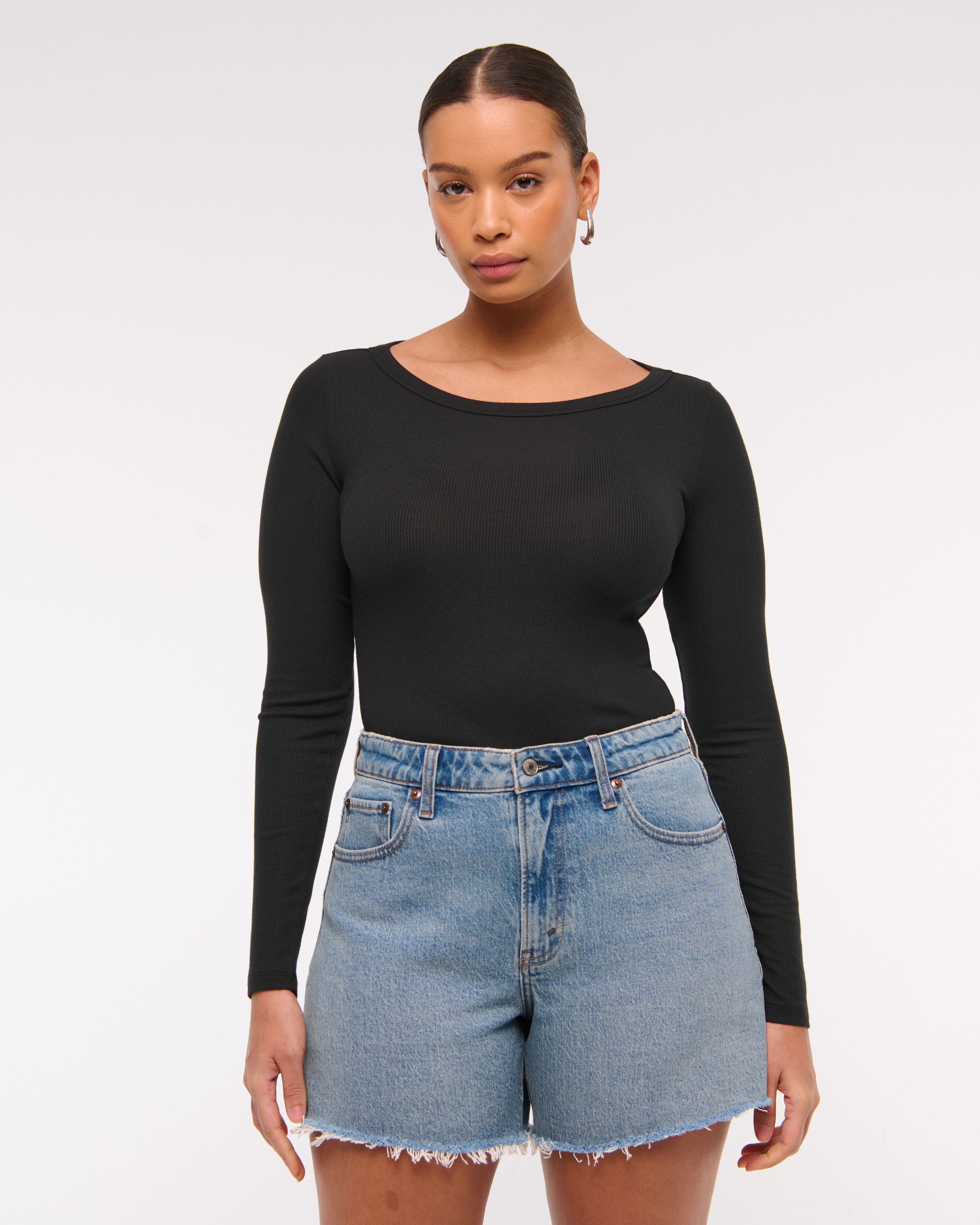 Abercrombie & Fitch Curve Love High Rise Dad Short In Blue