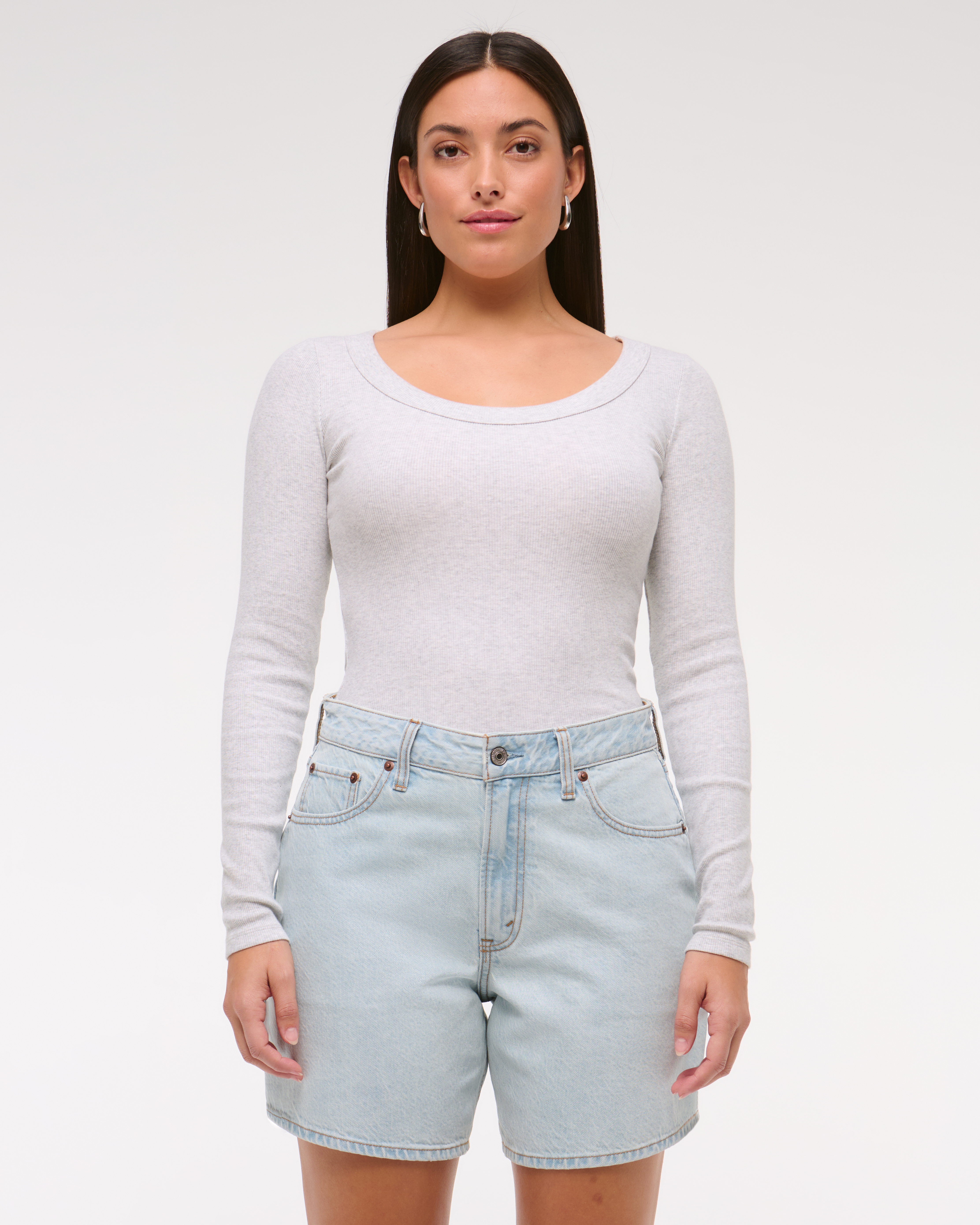 Abercrombie & Fitch Curve Love High Rise Loose Short In Brown