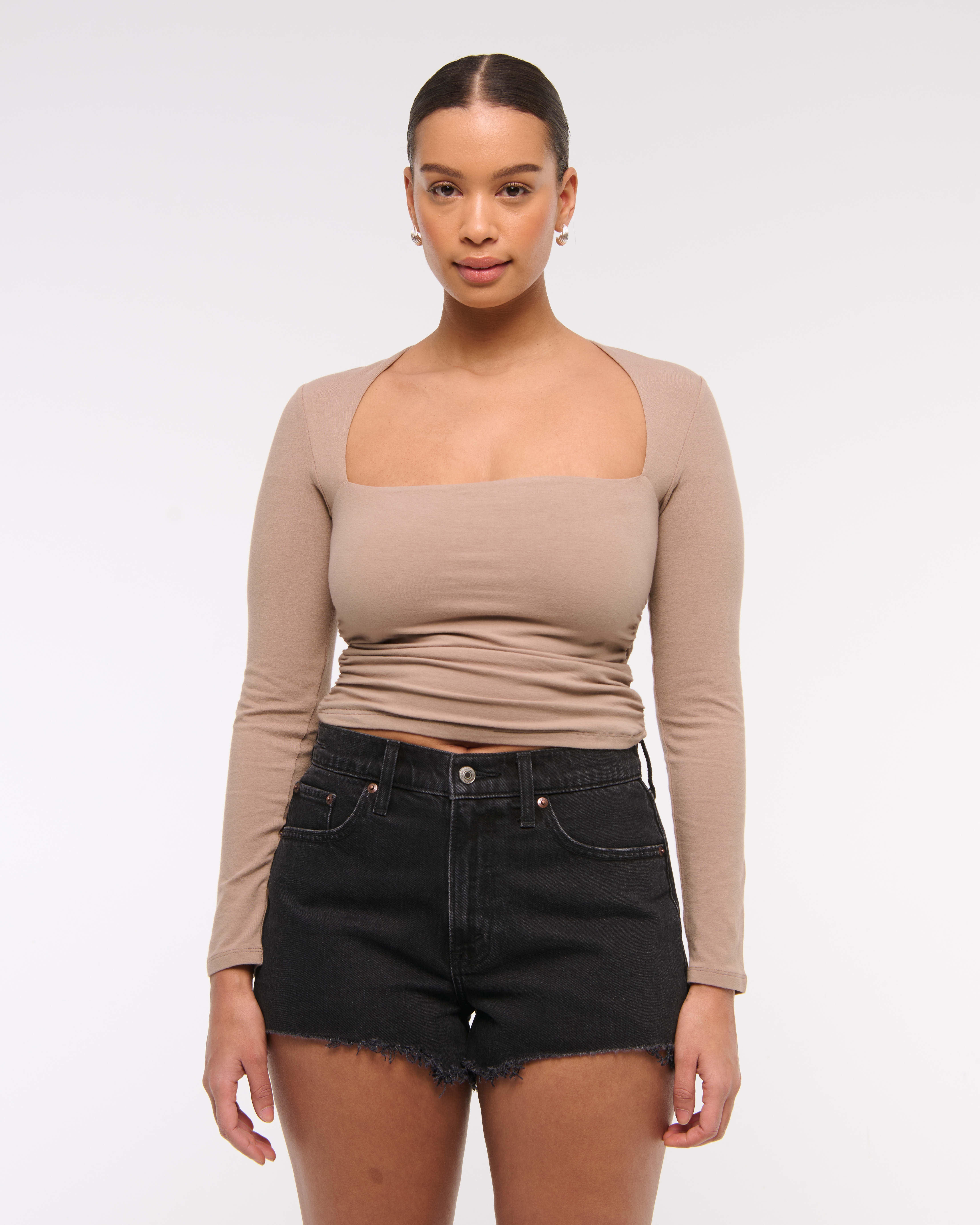 Abercrombie & Fitch Curve Love High Rise Mom Short In Black