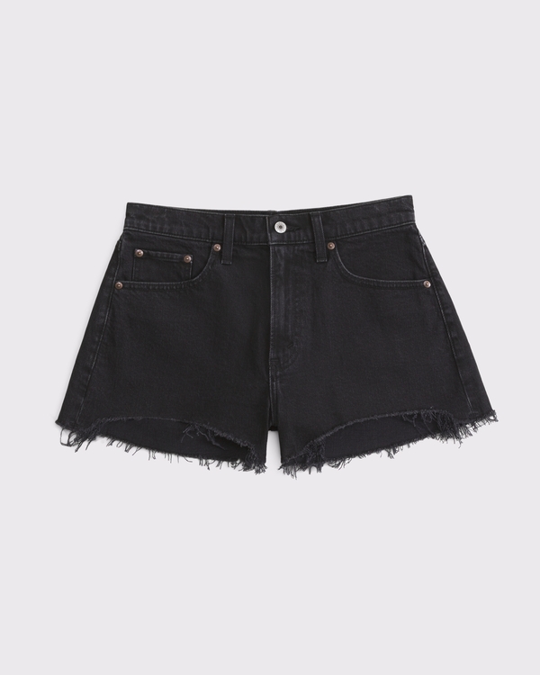 Curve Love High Rise Mom Short, Black Destroy view 1