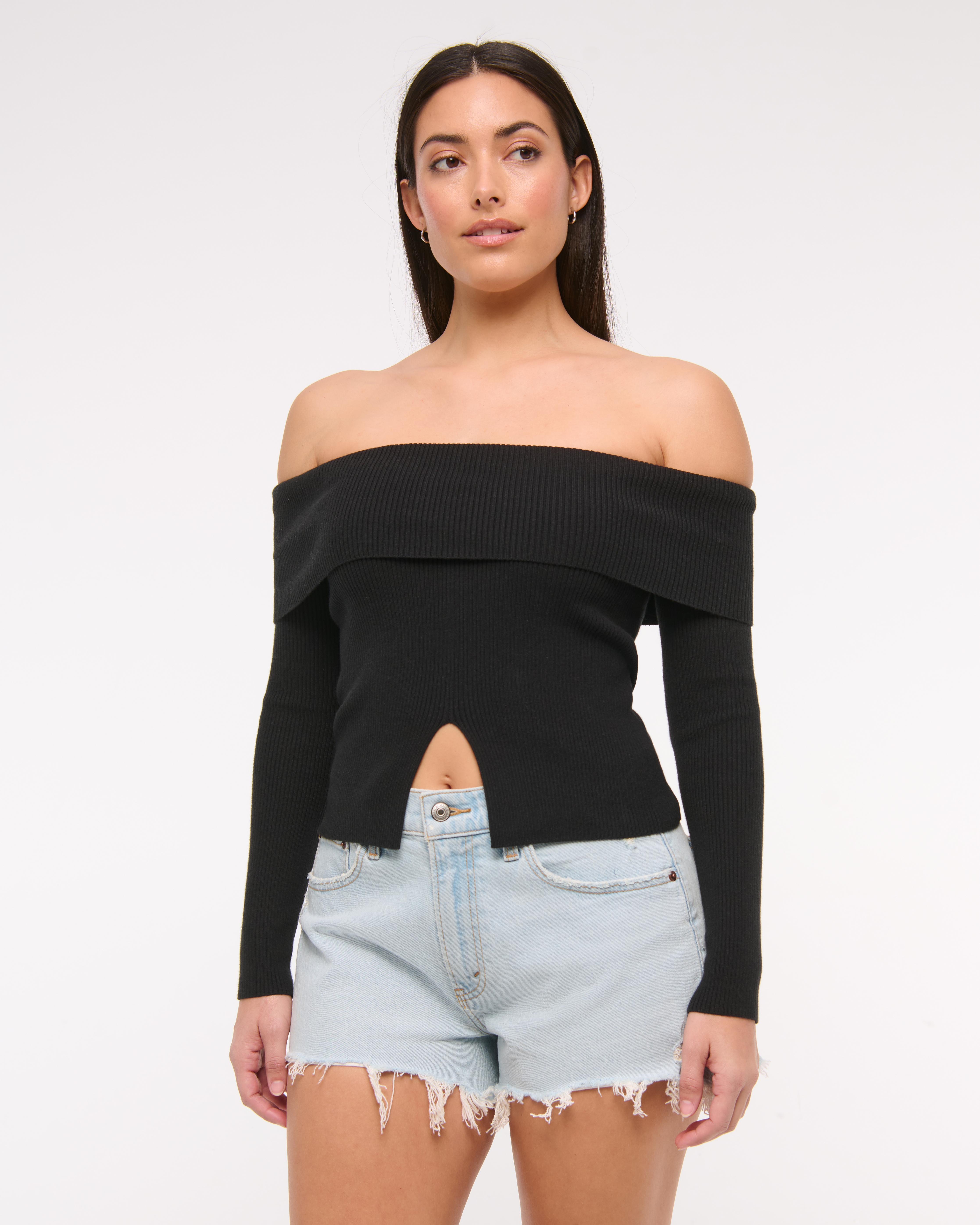 Abercrombie & Fitch Curve Love High Rise Mom Short In Blue