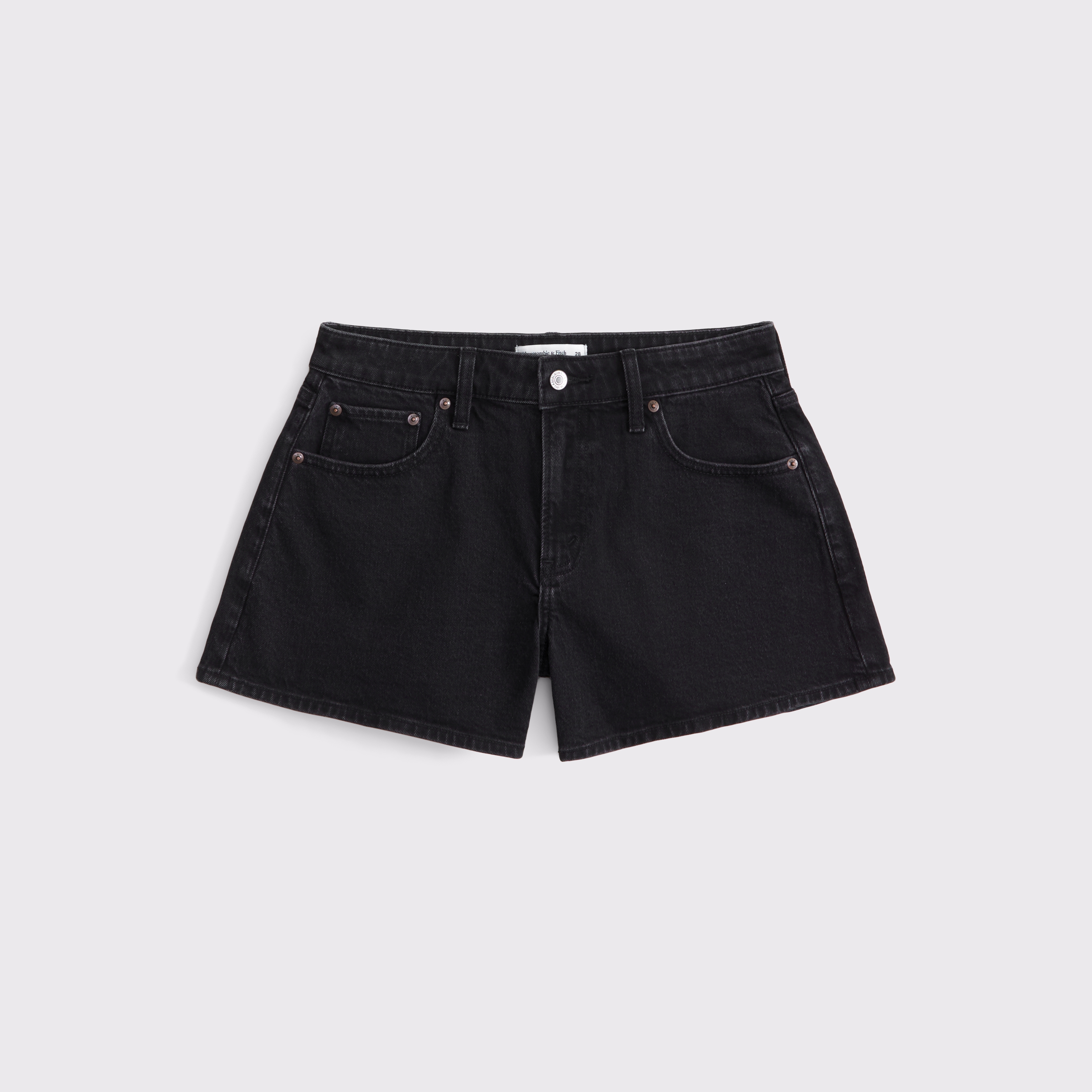 Женские шорты Abercrombie & Fitch Curve Love Mid Rise A-Line Short, цвет: Чёрный — фото 1