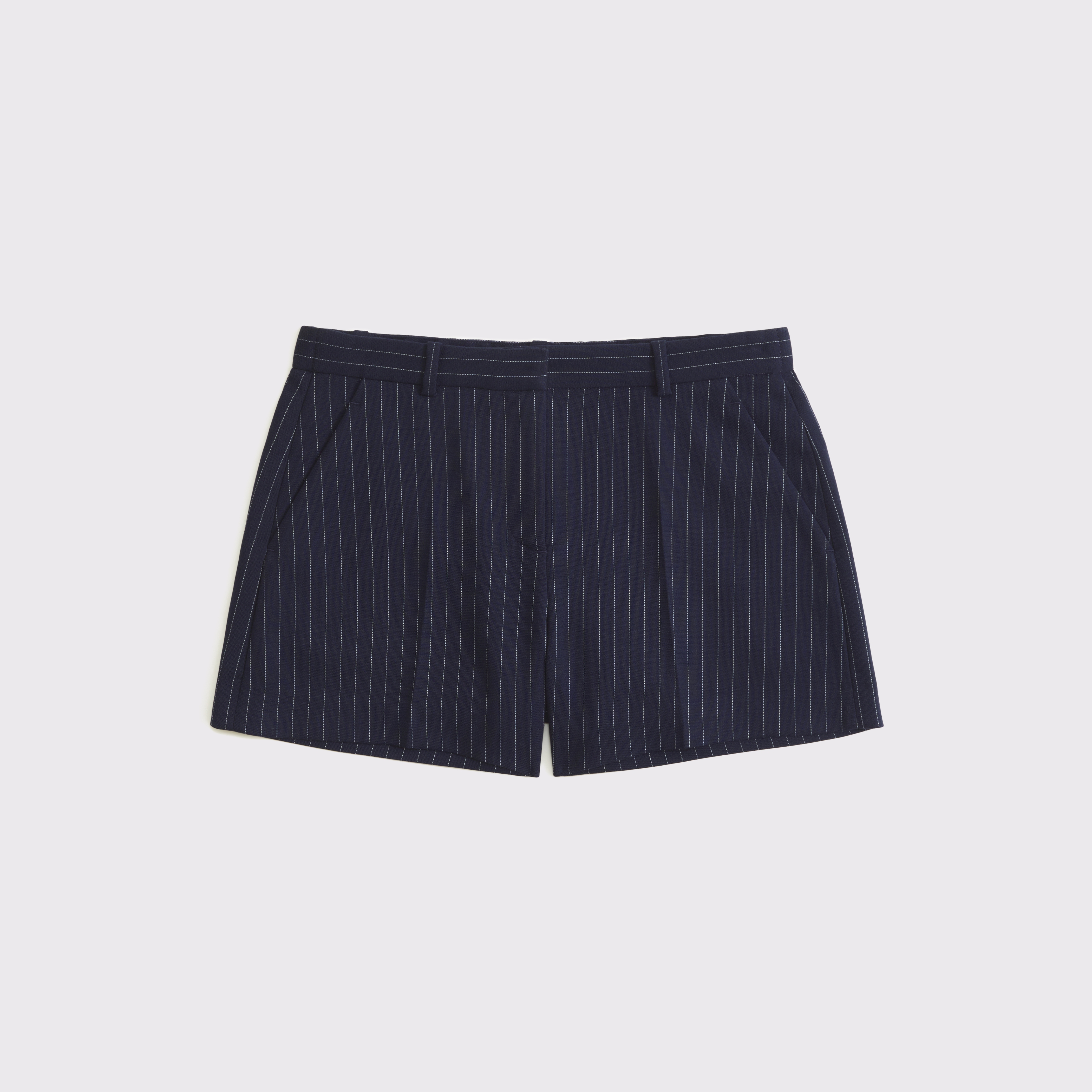 Abercrombie & Fitch Curve Love Mid Rise Tailored Short In Blue
