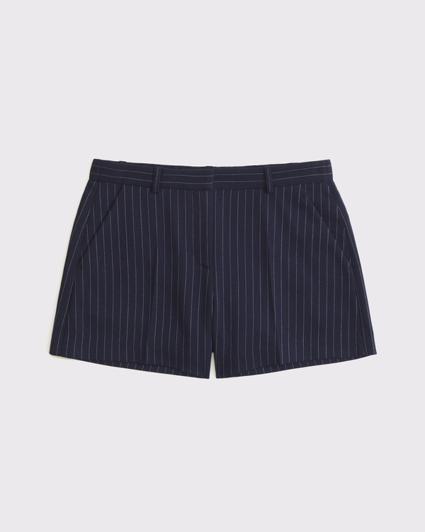 Curve Love Mid Rise Tailored Short, Navy Stripe view 1