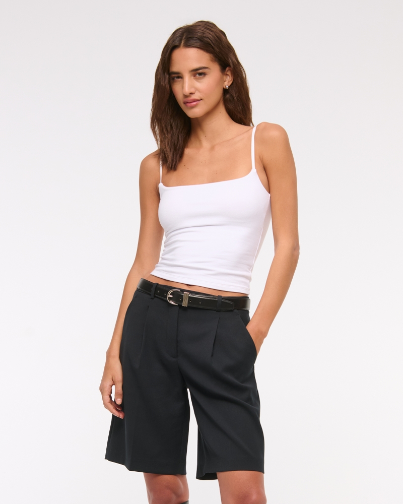 Mid Rise Linen-Blend Bermuda Short