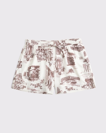 Mid Rise Linen-Blend Pull-On Short