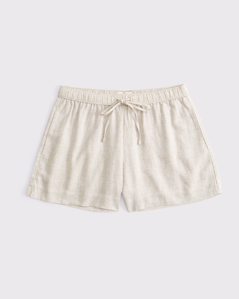 Mid Rise Linen-Blend Pull-On Short