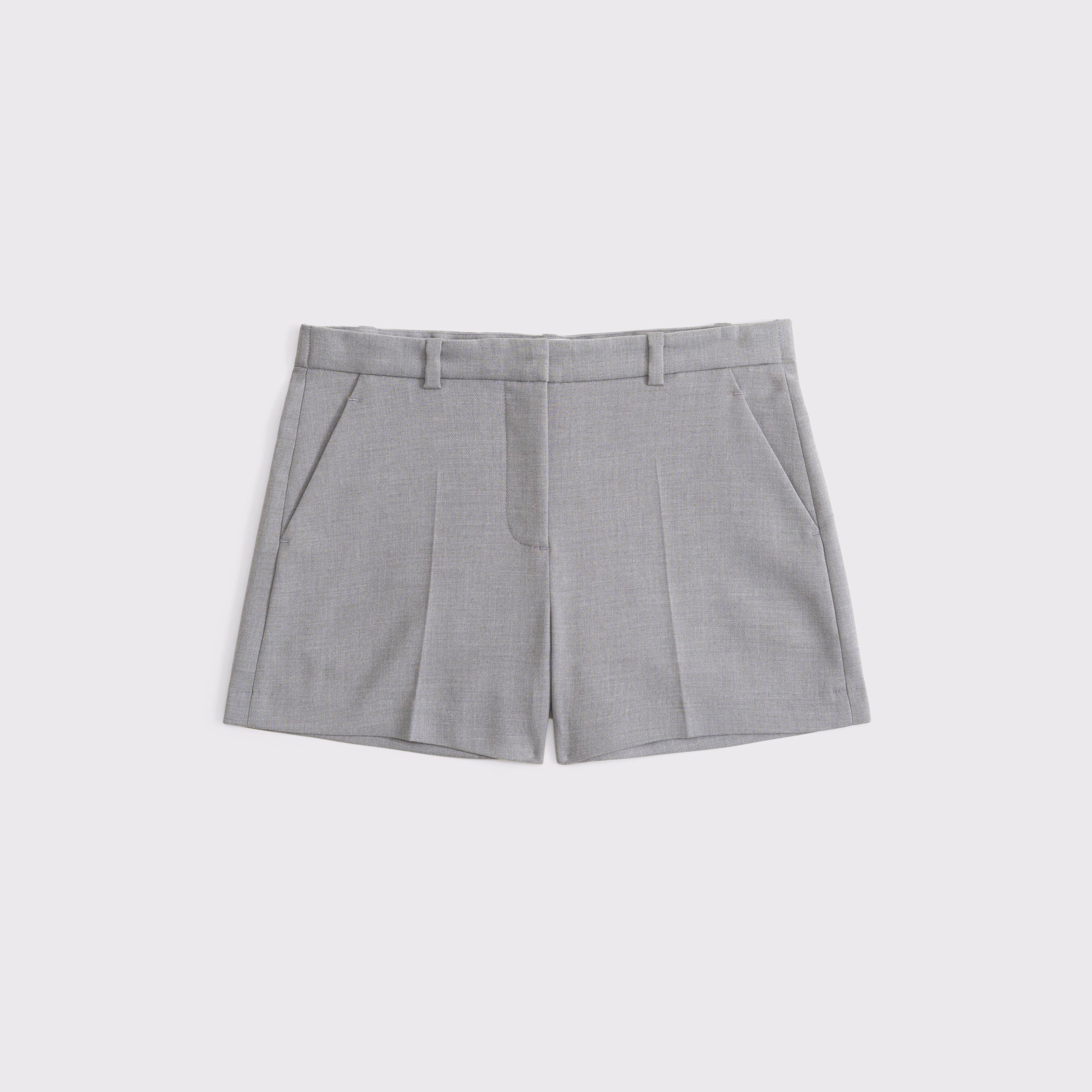Abercrombie & Fitch Curve Love Mid Rise Tailored Short In Gray