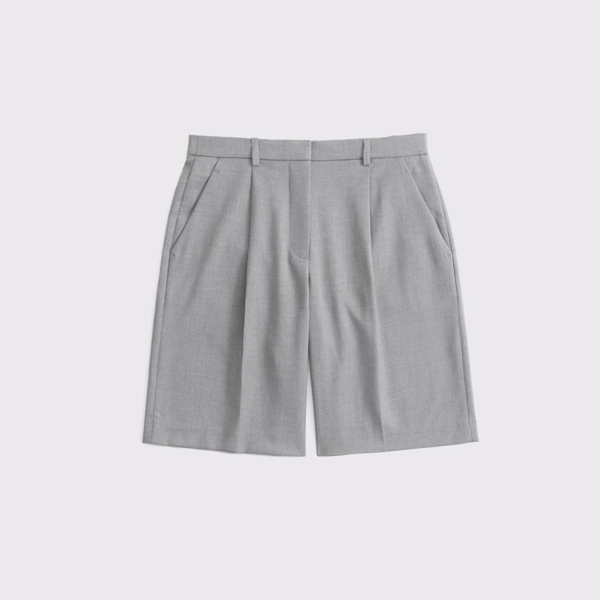 Abercrombie mid-rise pleated Bermuda short in gray suiting fabric
