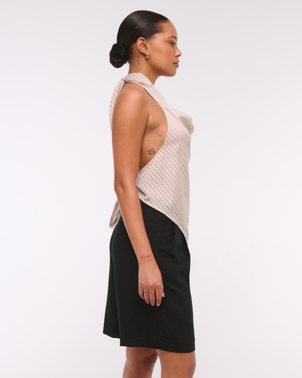 Mid Rise Linen-Blend Bermuda Short