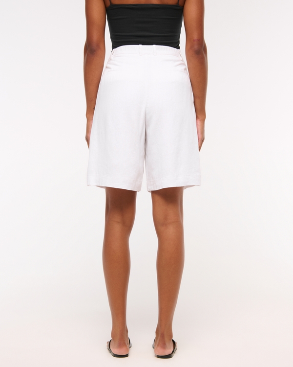 Curve Love Mid Rise Linen-Blend Bermuda Short