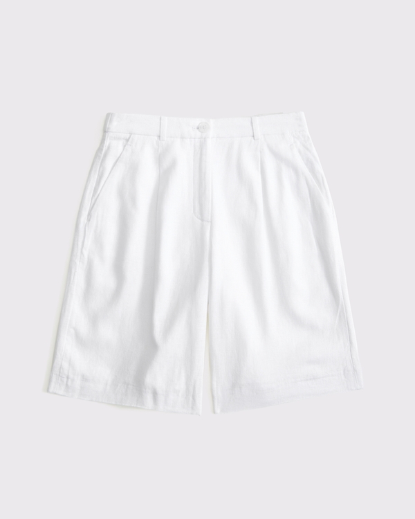 Curve Love Mid Rise Linen-Blend Bermuda Short