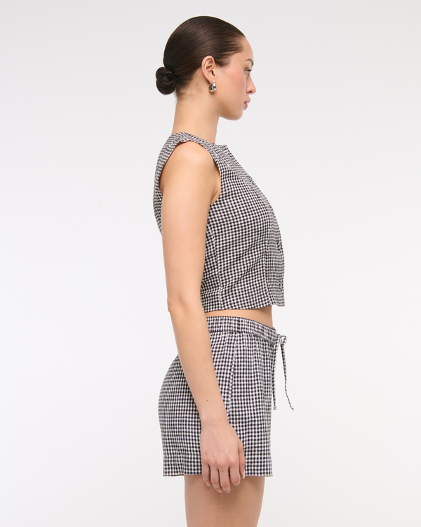 Mid Rise Linen-Blend Pull-On Short