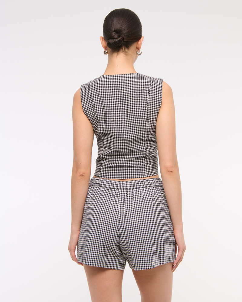 Mid Rise Linen-Blend Pull-On Short