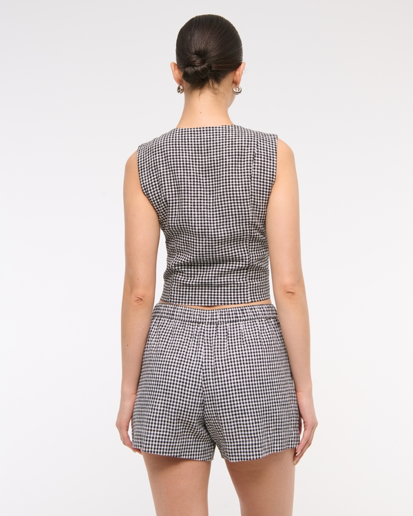 Mid Rise Linen-Blend Pull-On Short