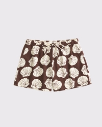 Mid Rise Linen-Blend Pull-On Short