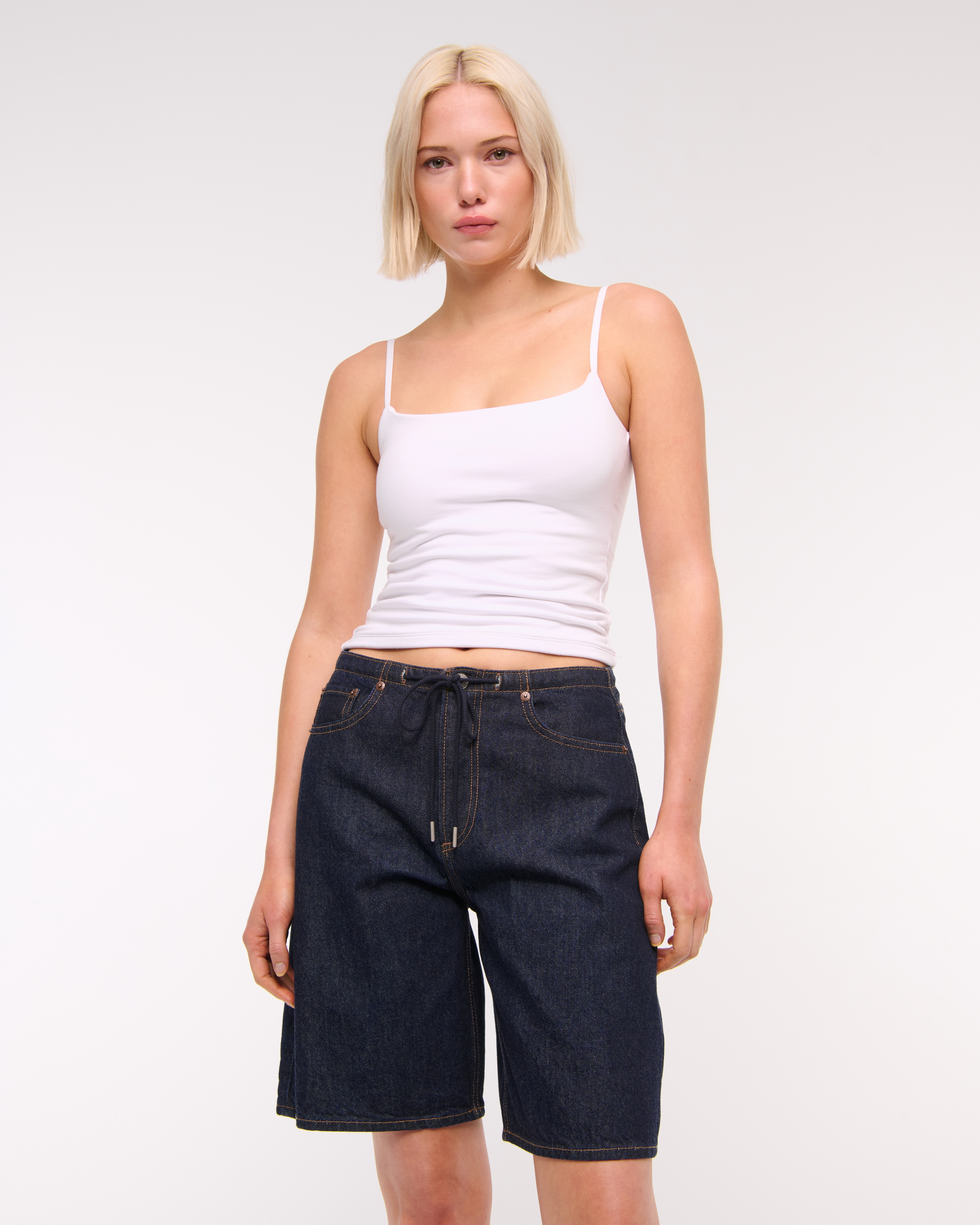 Abercrombie & Fitch Mid Rise Jort In Blue