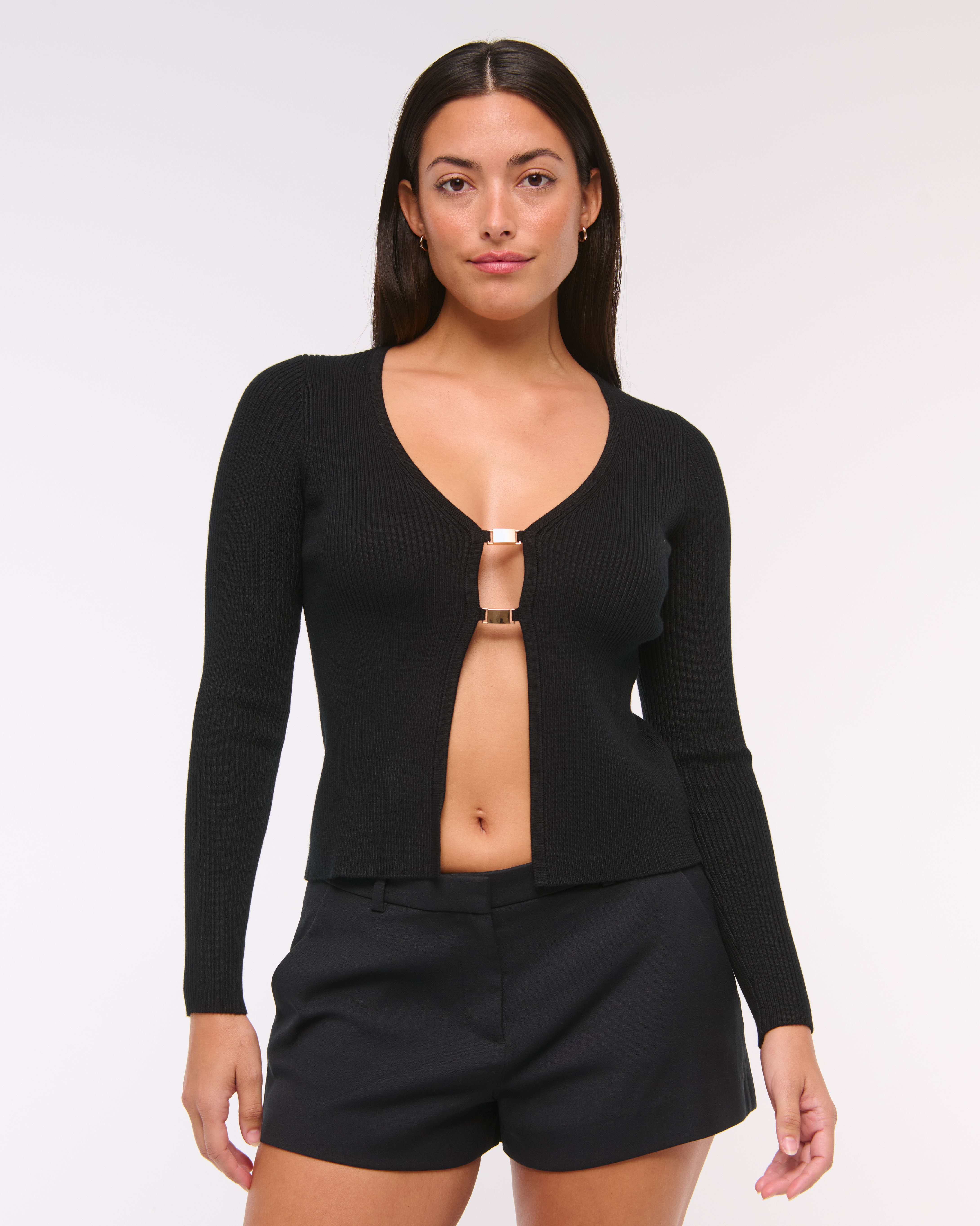Abercrombie & Fitch Curve Love Low Rise Micro Tailored Short In Black