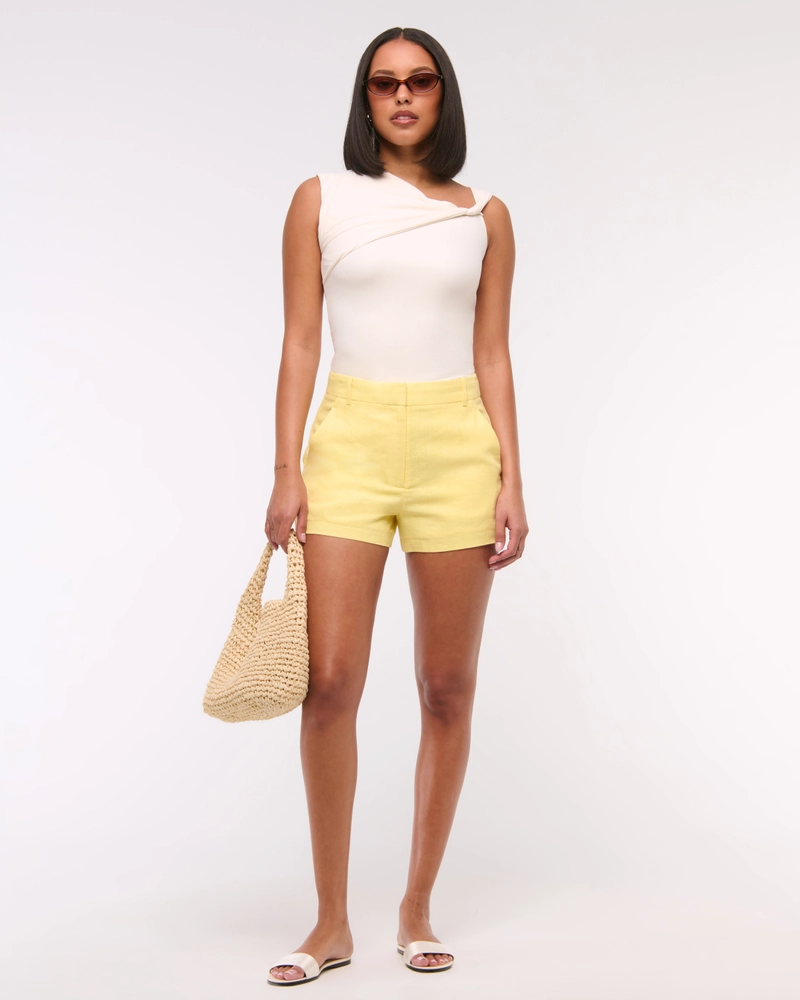 A&F Sloane Tailored Linen-Blend Short
