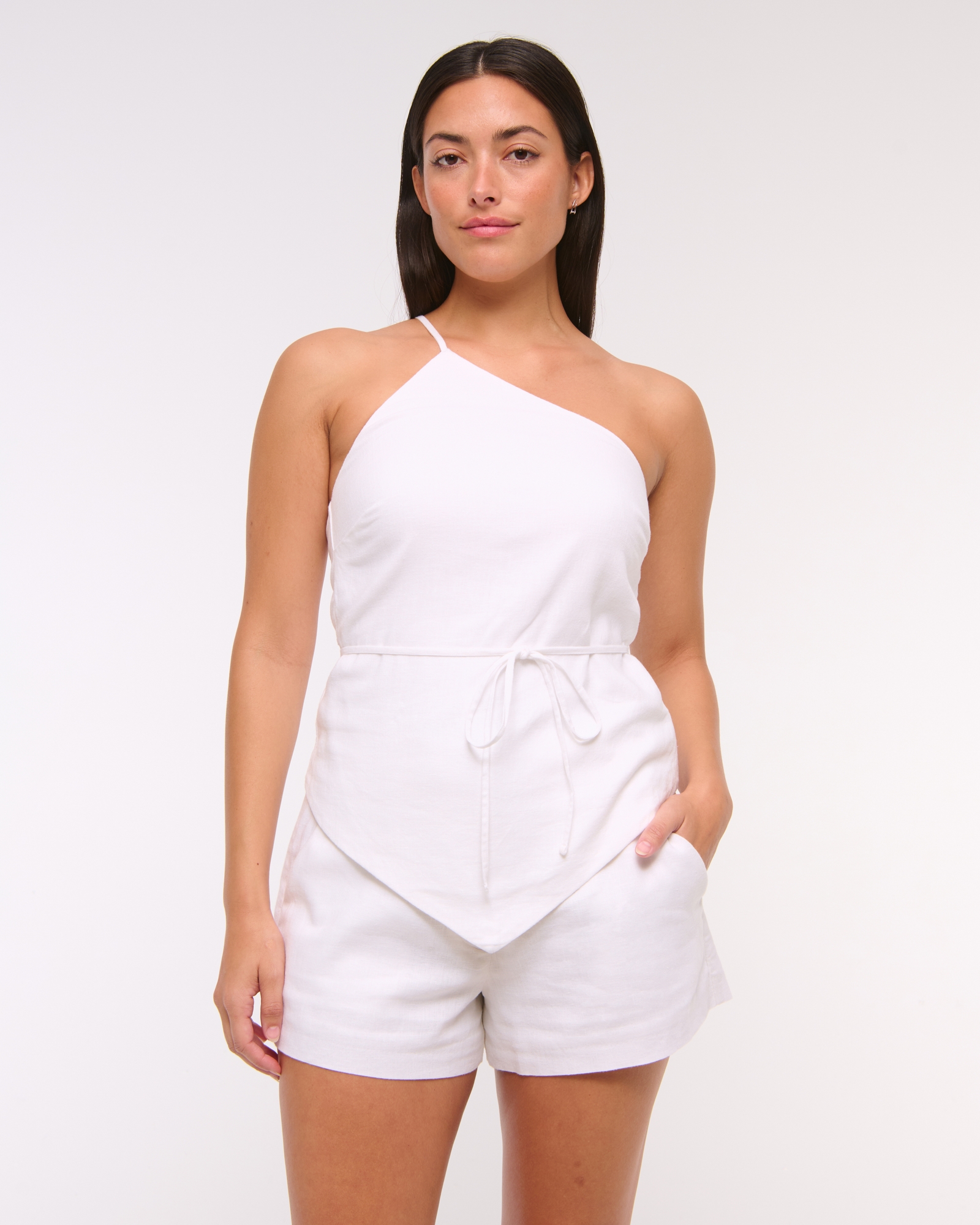 Curve Love A&F Sloane Tailored Linen-Blend Short
