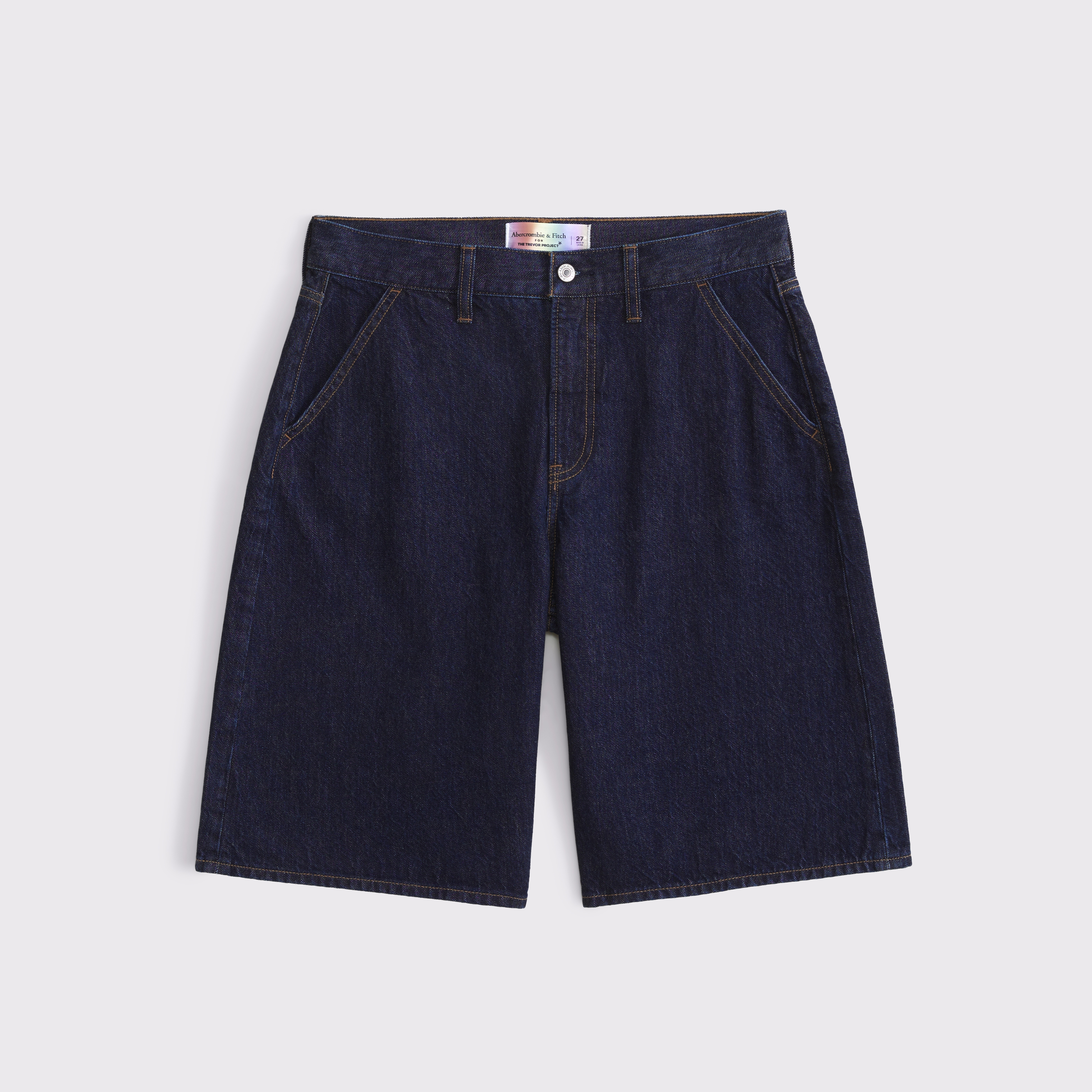 Abercrombie & Fitch Pride Curve Love Mid Rise Jort In Blue