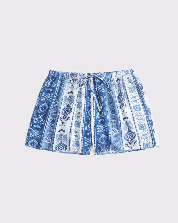 High Rise Flirty Short, Blue Pattern view 1