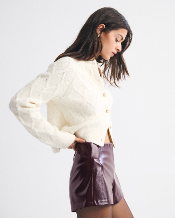 Stretch Vegan Glossy Leather Micro Short