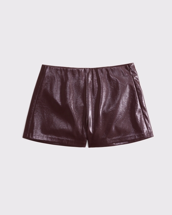 Stretch Vegan Glossy Leather Micro Short