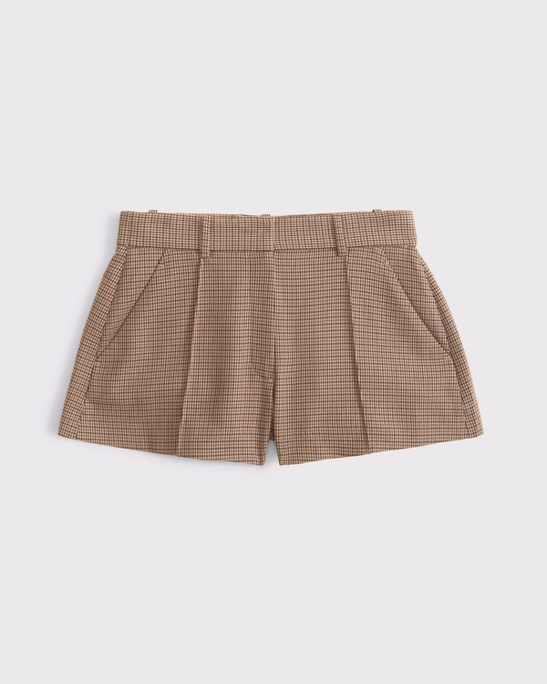 Curve Love High Rise Micro Tailored Short, Brown Plaid view 1