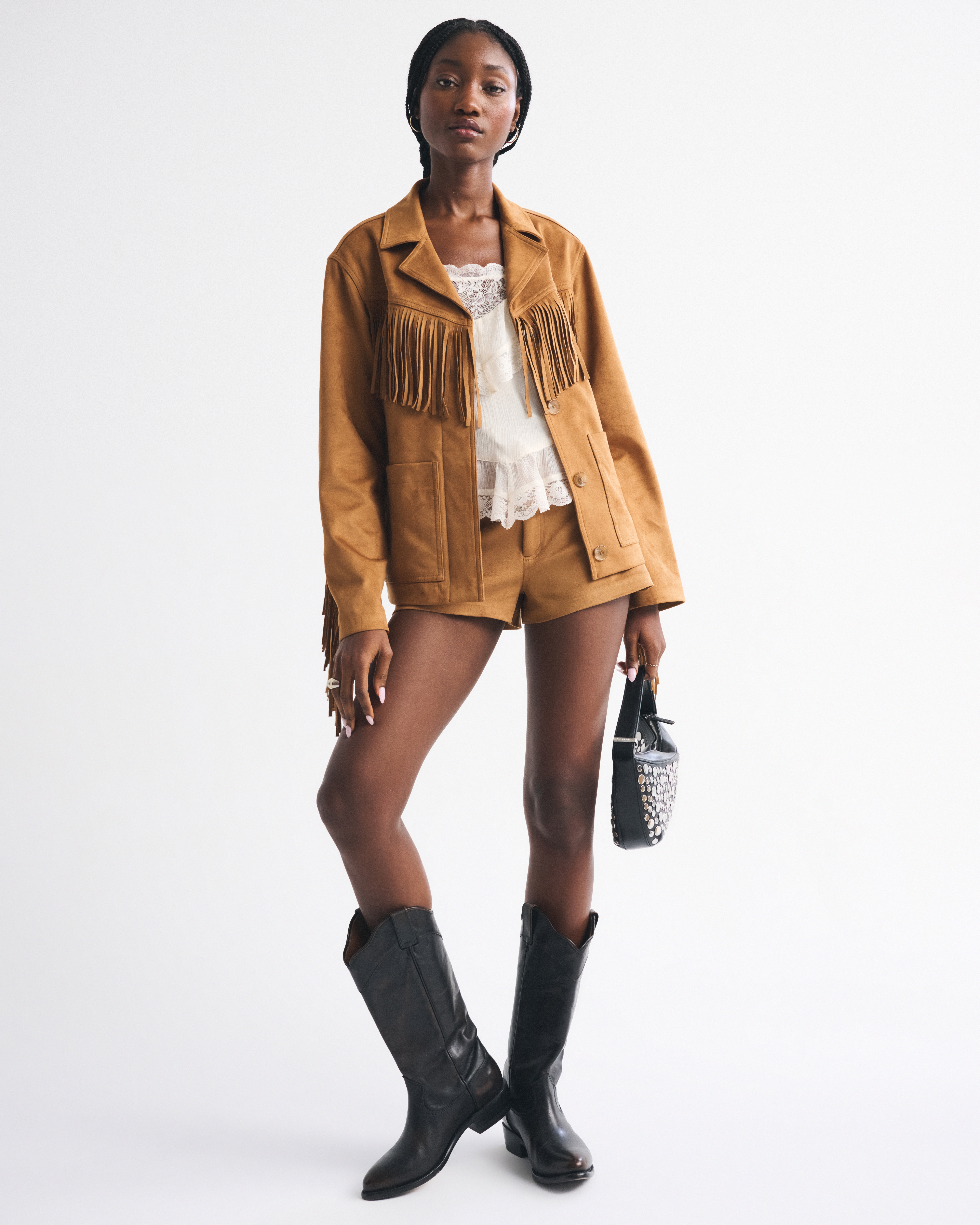 Женские брюки Abercrombie & Fitch High Rise Vegan Leather Micro Short — фото 3