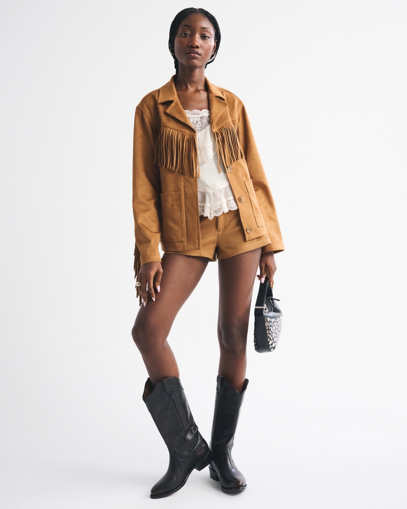 High Rise Vegan Suede Micro Short