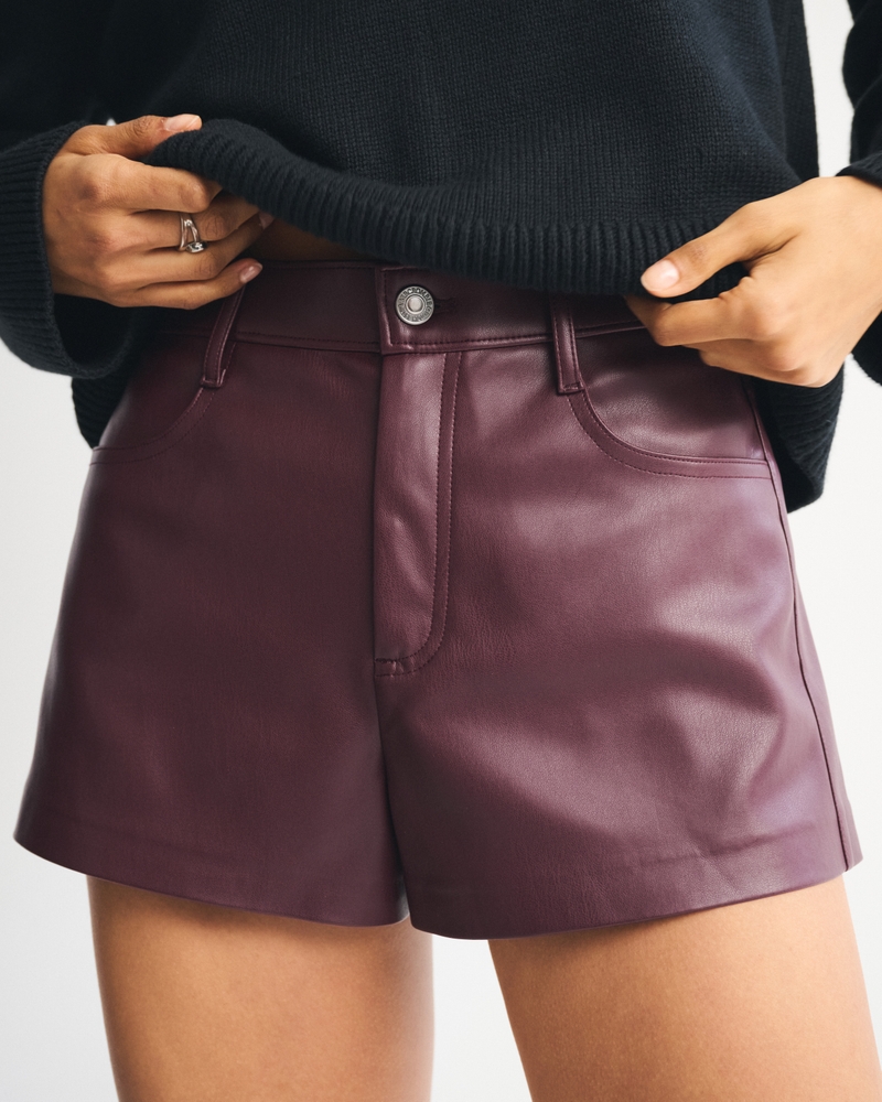 High Rise Vegan Leather Micro Short