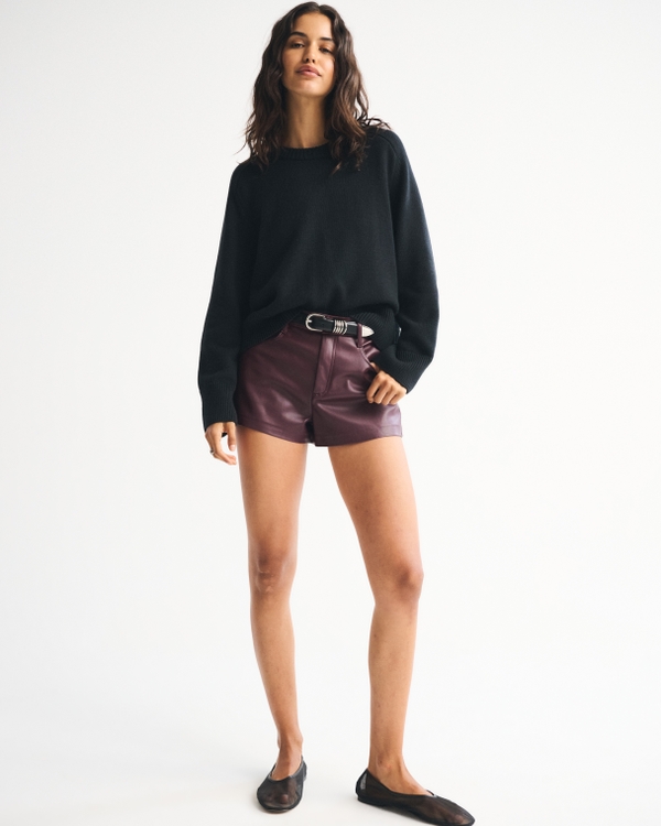 High Rise Vegan Leather Micro Short