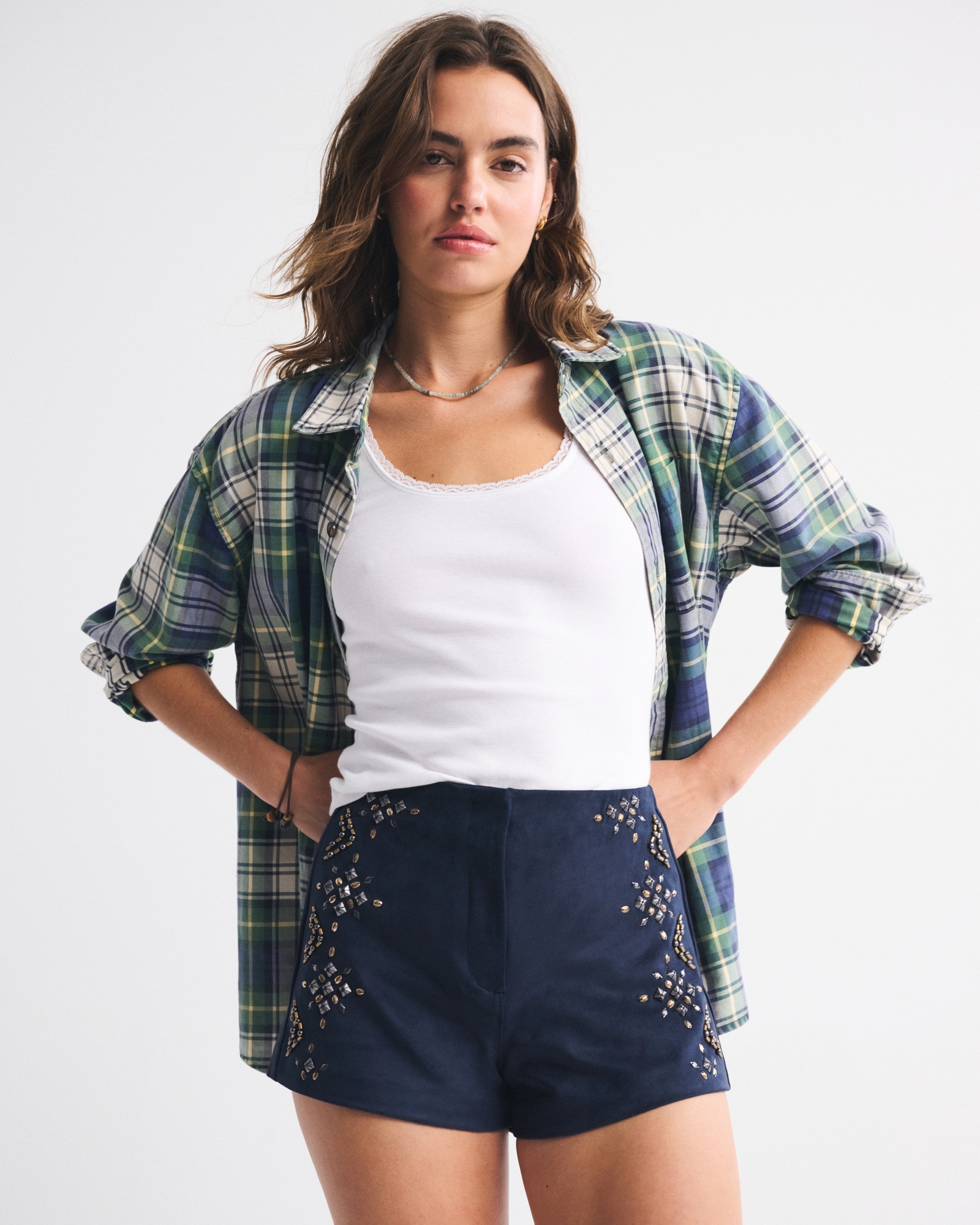 Embellished Vegan Suede Micro Short
