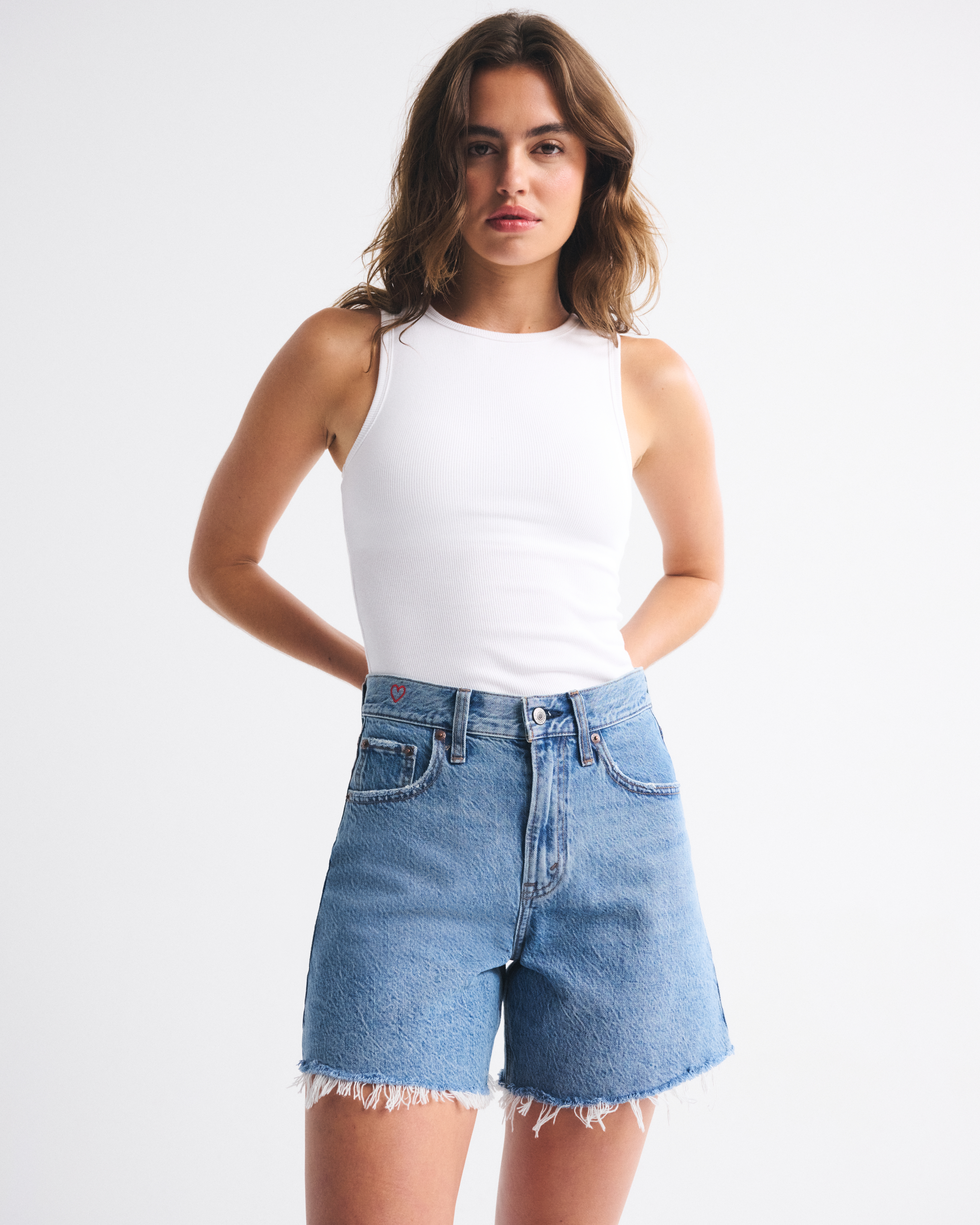Abercrombie & Fitch High Rise Loose Short In Blue