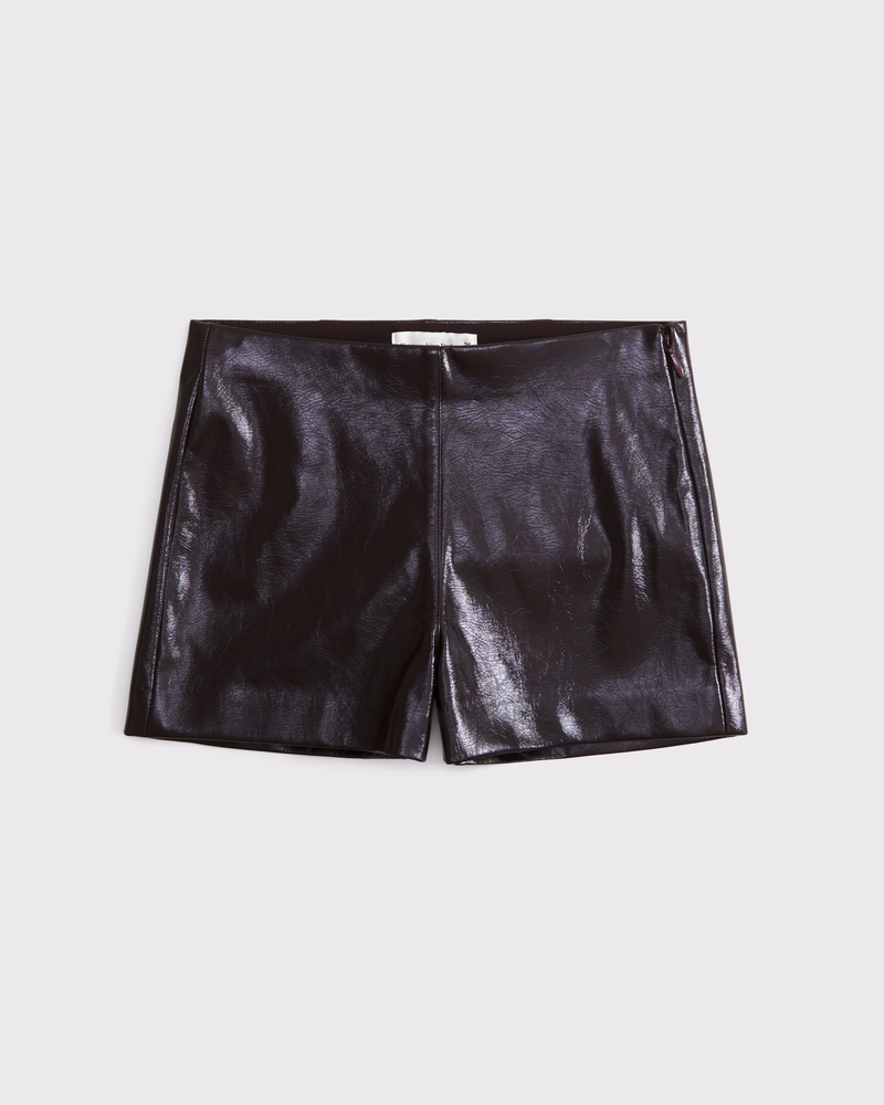 Stretch Vegan Glossy Leather Micro Short