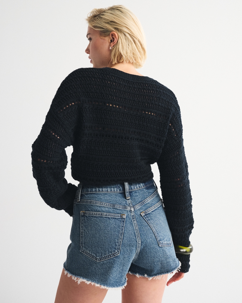 Denim V-Waist Mini Short