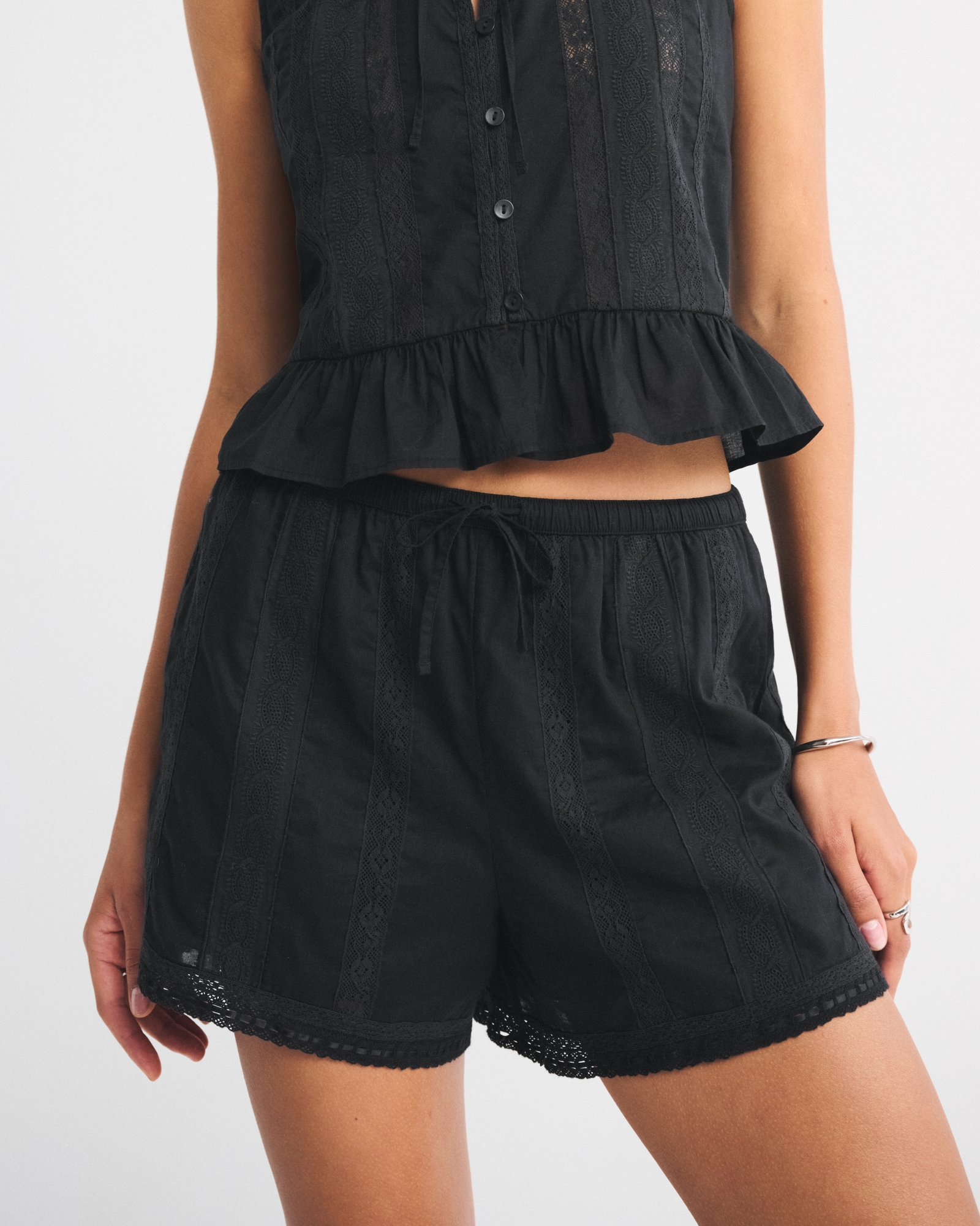 Cotton Lace-Trim Pull-On Short