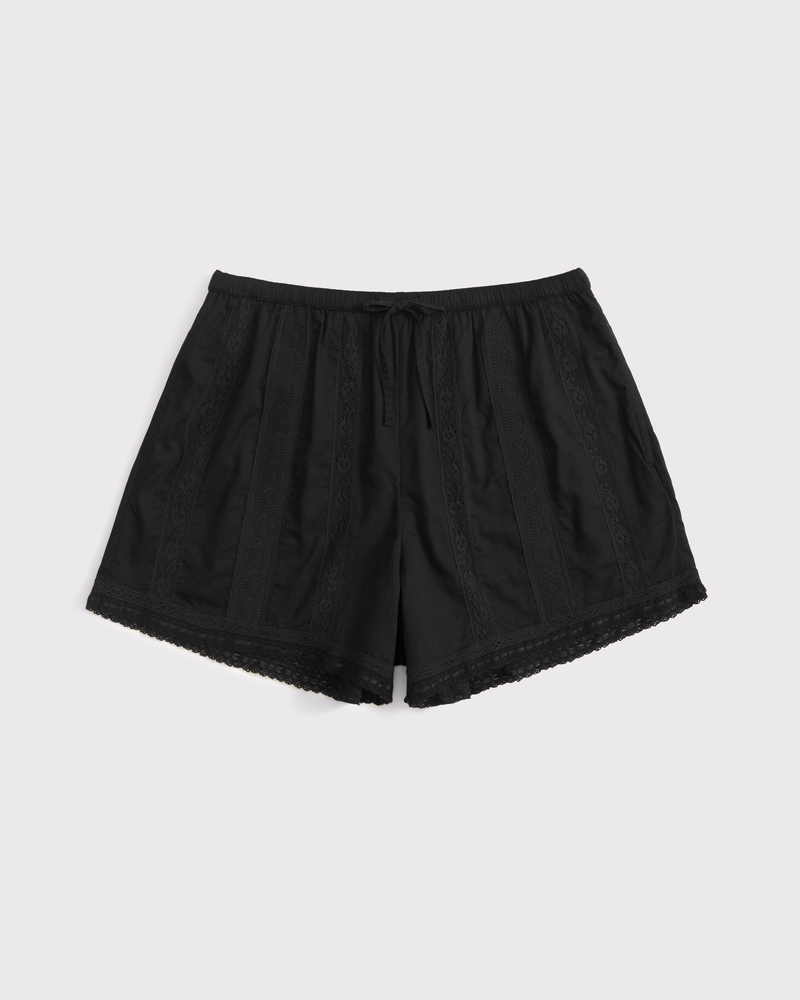 Cotton Lace-Trim Pull-On Short
